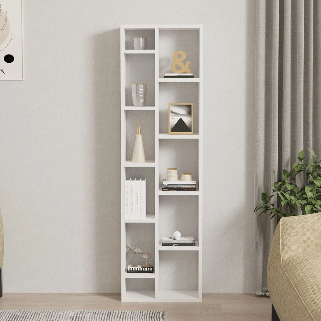 Biblioteca Mortara, Libreria 9 Ripiani, 44x20x150h cm Bianco
