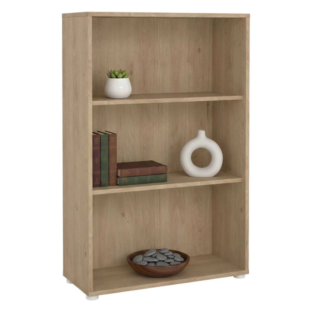 Libreria Sparto, Scaffale da ufficio, Mobile portalibri, Biblioteca, 80x34 h124 cm, Rovere