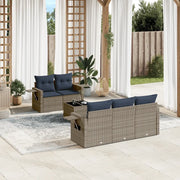 Set Divani da Giardino 6 pz con Cuscini Grigio in Polyrattan 3219900