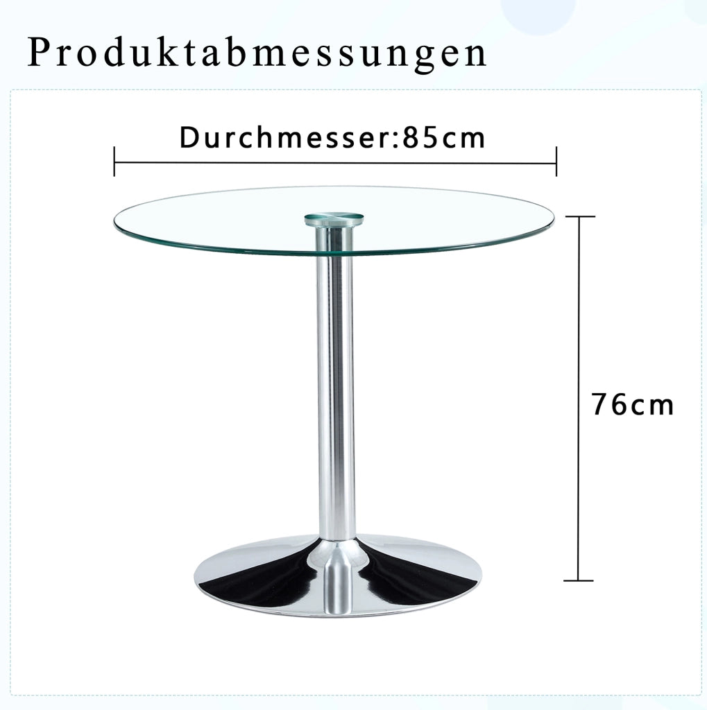 Tavolo bar rotondo in vetro trasparente Ø85 cm