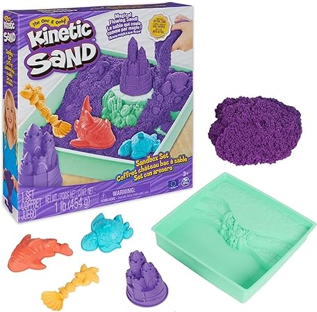 Kinetic Sand, Playset Castelli di Sabbia, Sabbia cinetica con Vaschetta, Sabbia Magica, Sabbia Colorata a Sorpresa 454gr