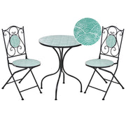 Set da giardino per esterni in ferro nero con tavolo in stile vintage