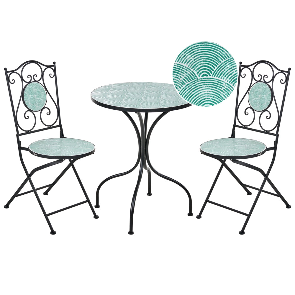 Set da giardino per esterni in ferro nero con tavolo in stile vintage