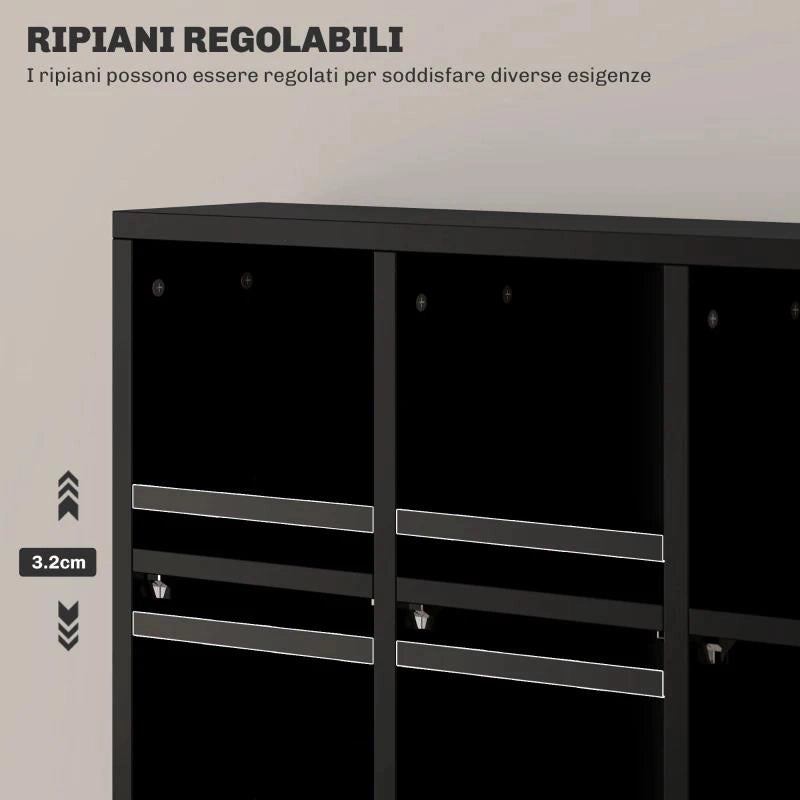 MOBILE PORTA CD CON RIPIANI REGOLABILI PER 456 CD O 336 DVD, 24 SCOMPARTI, 89X20X130.5 CM, NERO