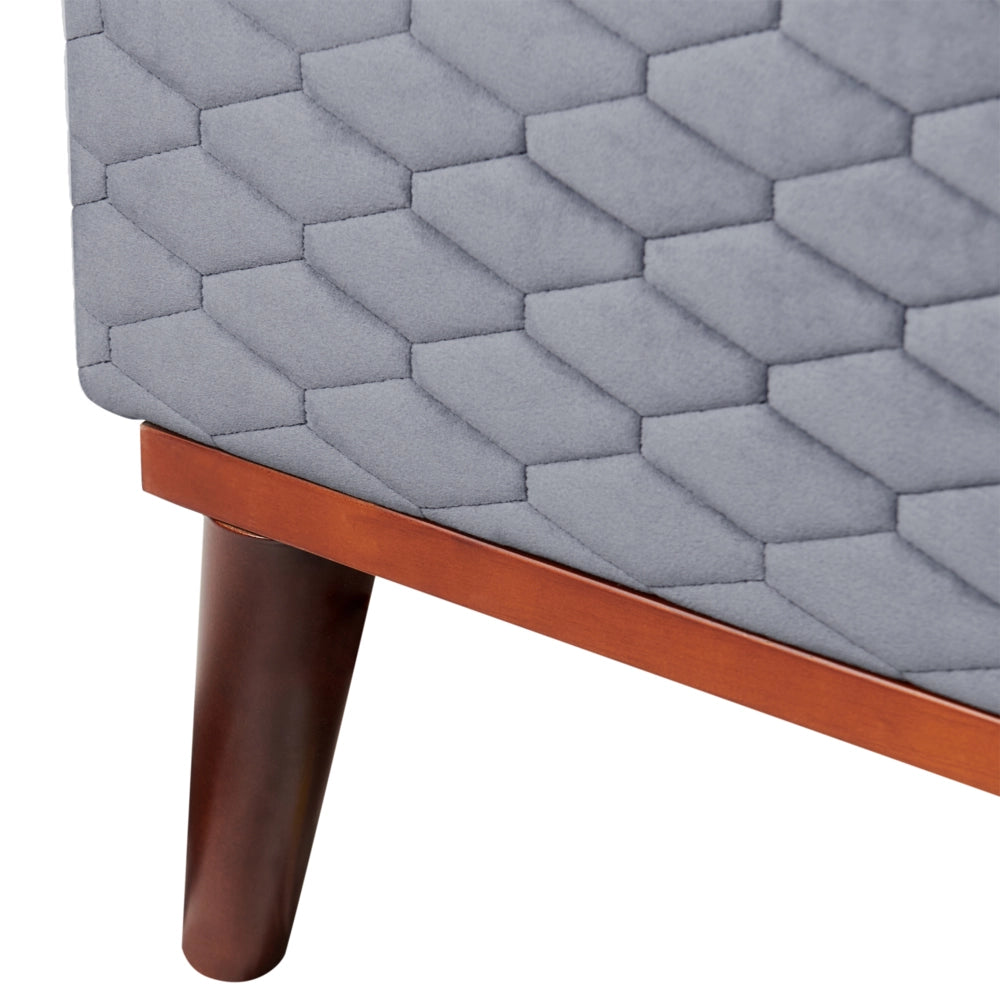 Letto 180 x 200 cm Tessuto grigio con struttura imbottita a nido d'ape trapuntato