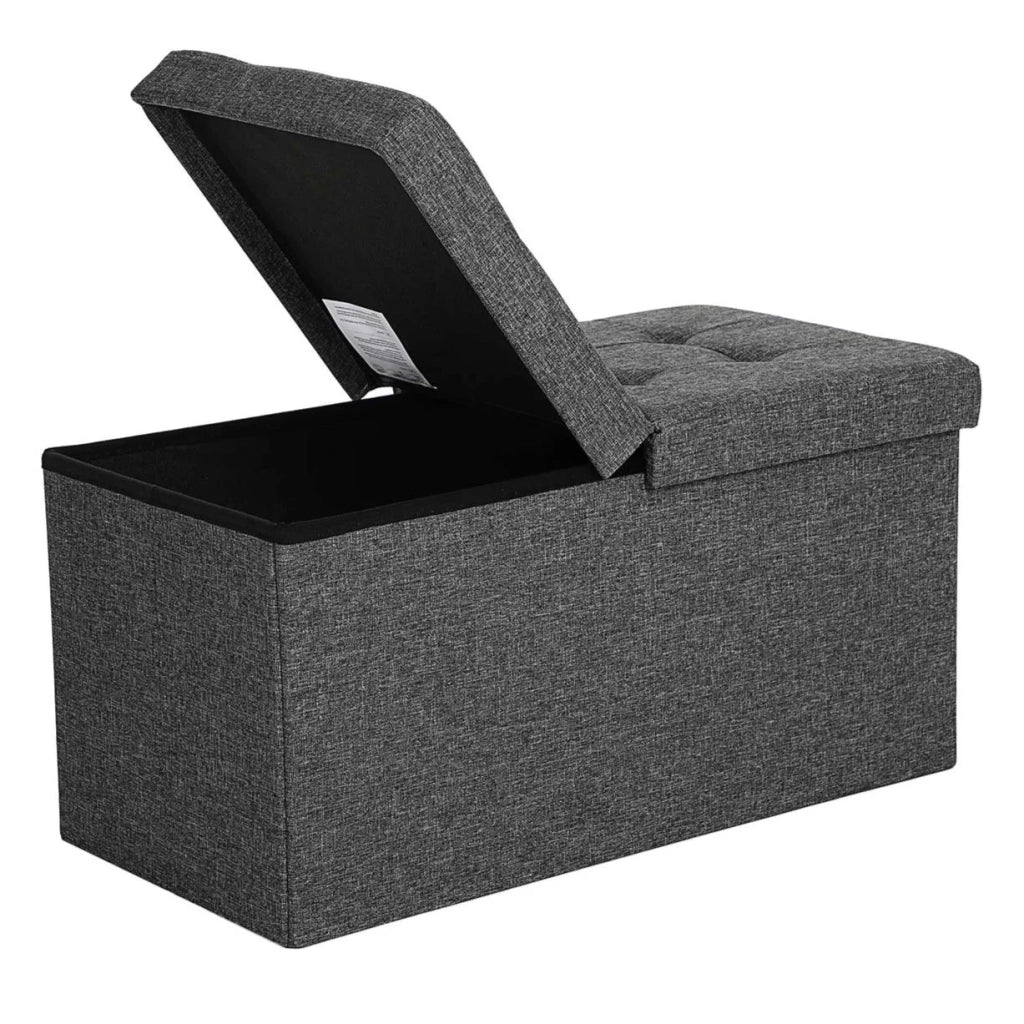 Cassapanca con coperchio ribaltabile (apertura su 2 lati) panca portaoggetti capacità di carico 300 kg 76 x 38 x 38 cm grigio 12_0005138