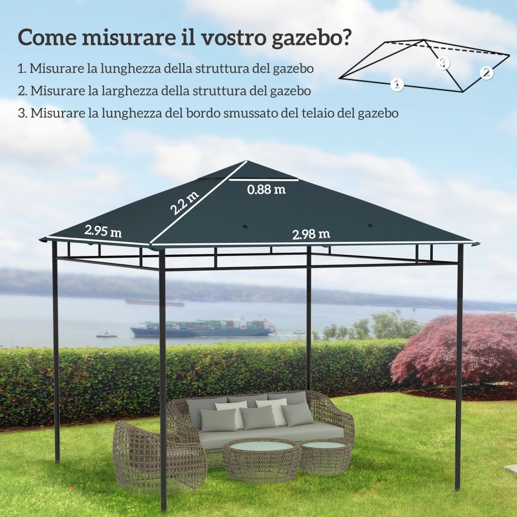 Tetto Gazebo 3x3 m ¨C zephmum ¨C Grigio Poliestere