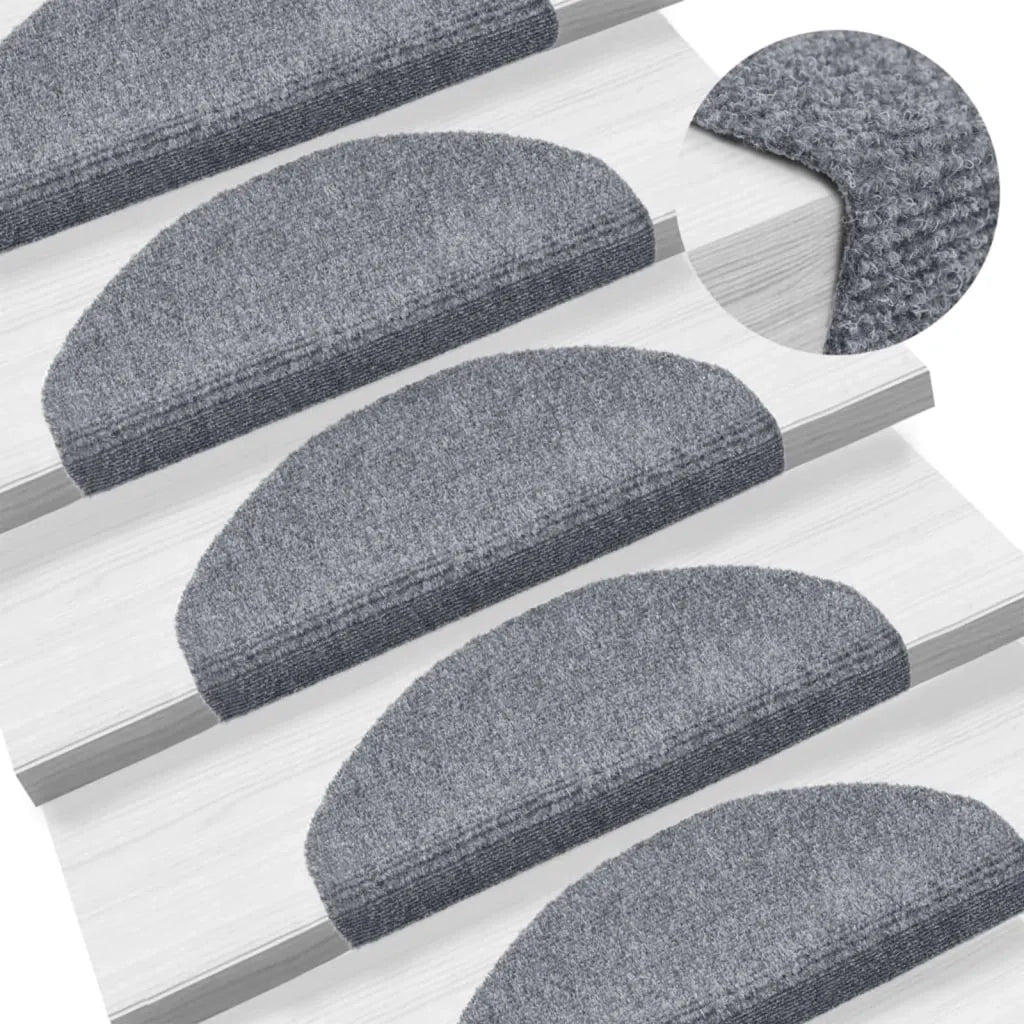 Tappetini per scale autoadesivi 5 pz 65x21x4 cm Grigio chiaro Semicircolari Grandi 149704
