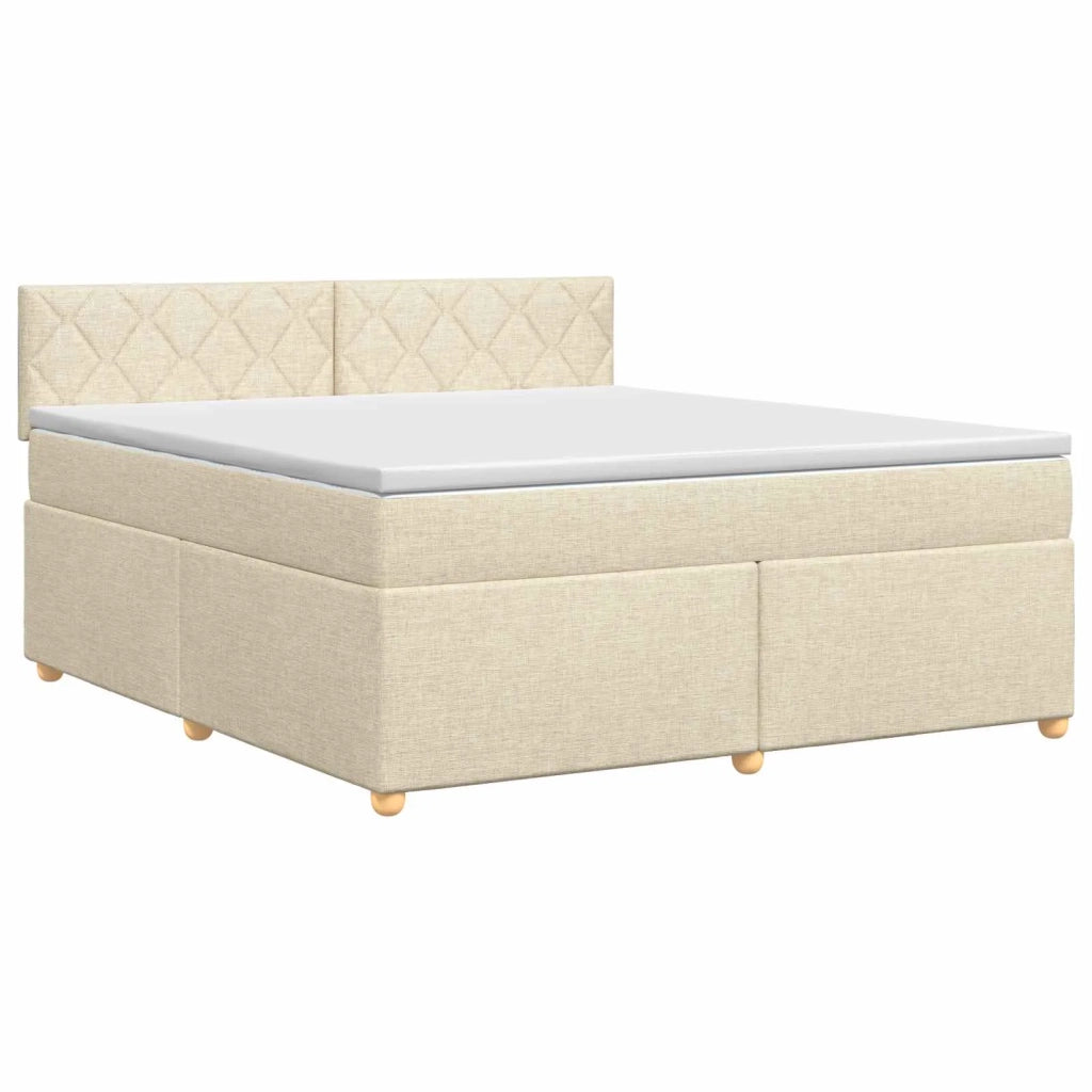 Letto box spring con materasso Crema 160 x 200 cm Tessuto 3451005