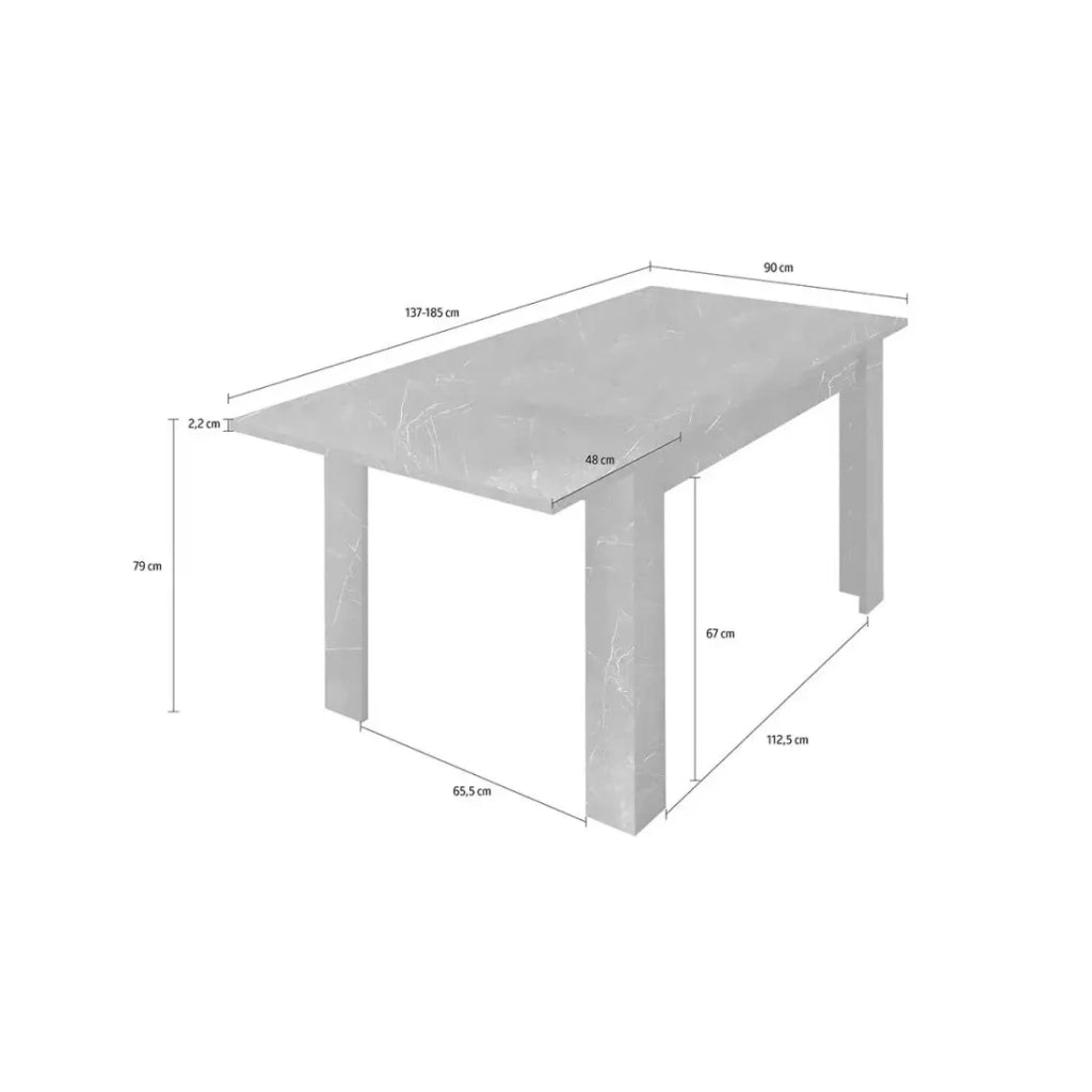 Tavolo allungabile, collezione COLOMARMO, colore nero effetto marmo, ideale per una sala da pranzo moderna e alla moda.