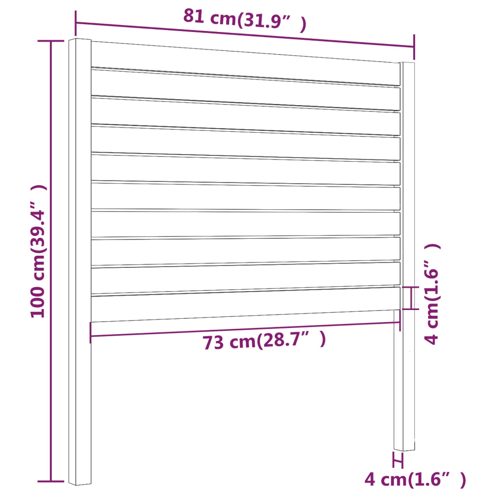 Testiera per Letto 81x4x100 cm in Legno Massello di Pino