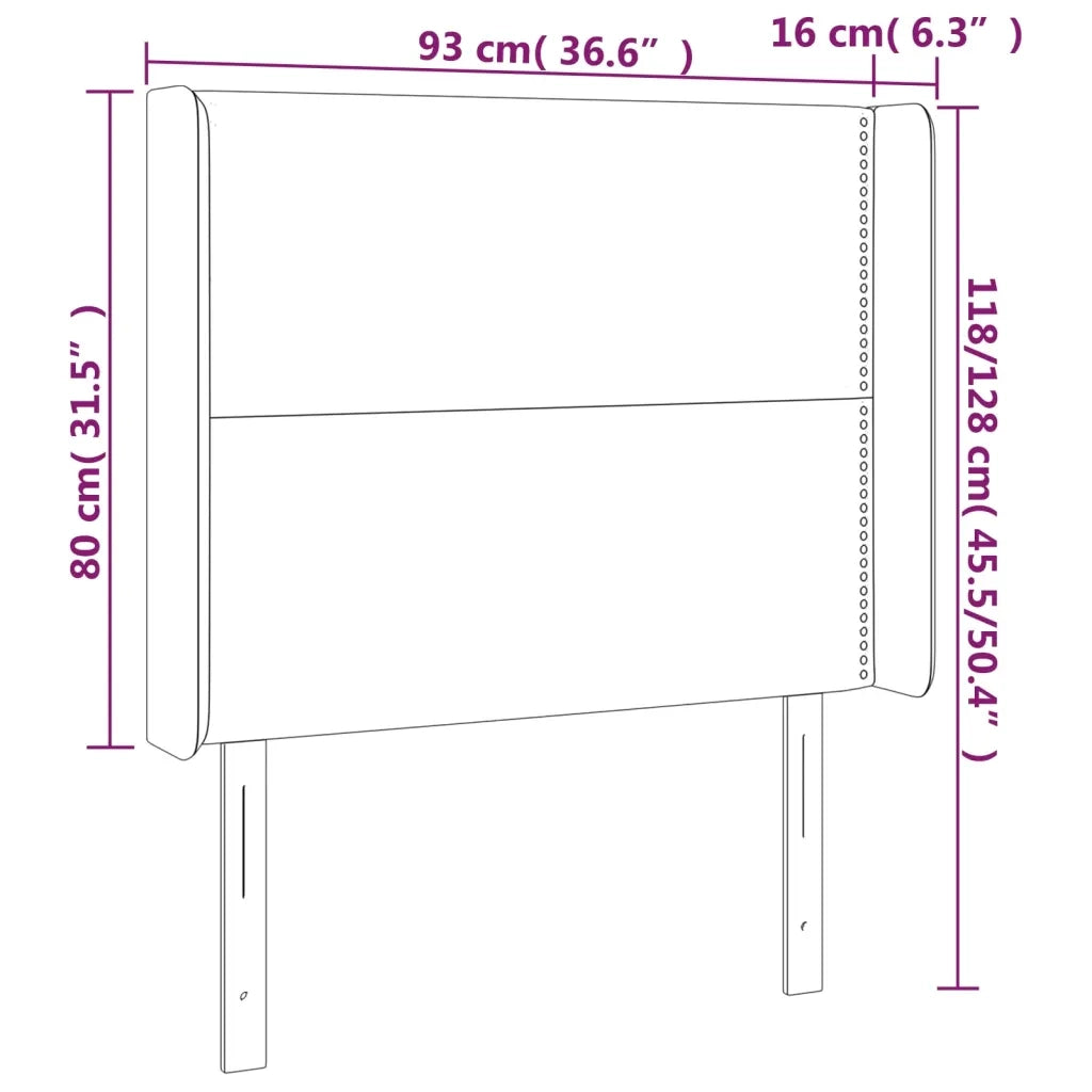 Testiera a LED Marrone Scuro 93x16x118/128 cm in Tessuto 3123893
