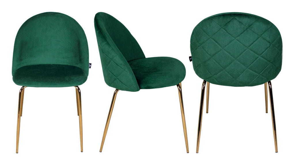 Sedia da pranzo imbottita in velluto verde scuro (2 pz) - Nicole - SD30NIG