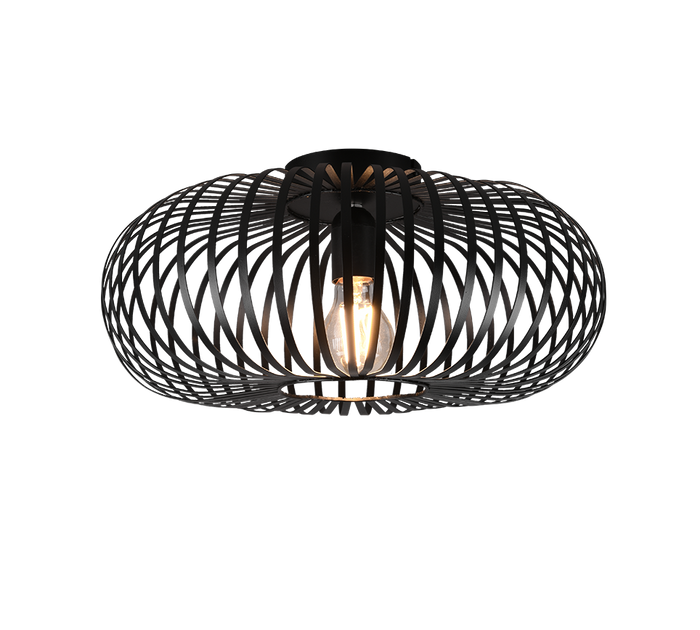 Plafoniera ellisse, metallo, nero, D 40 cm, Johann