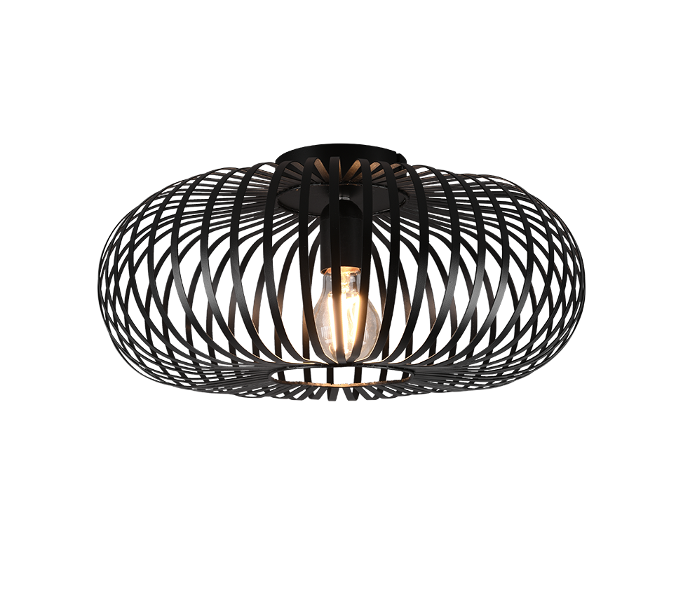Plafoniera ellisse, metallo, nero, D 40 cm, Johann