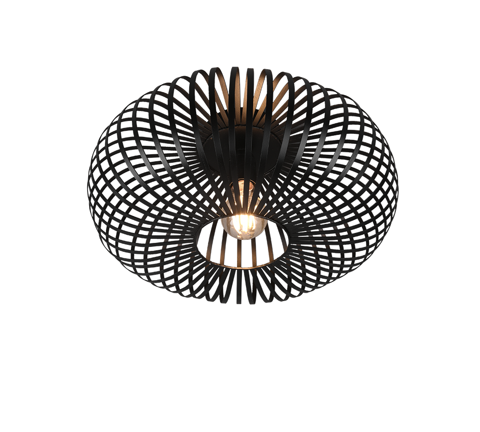 Plafoniera ellisse, metallo, nero, D 40 cm, Johann