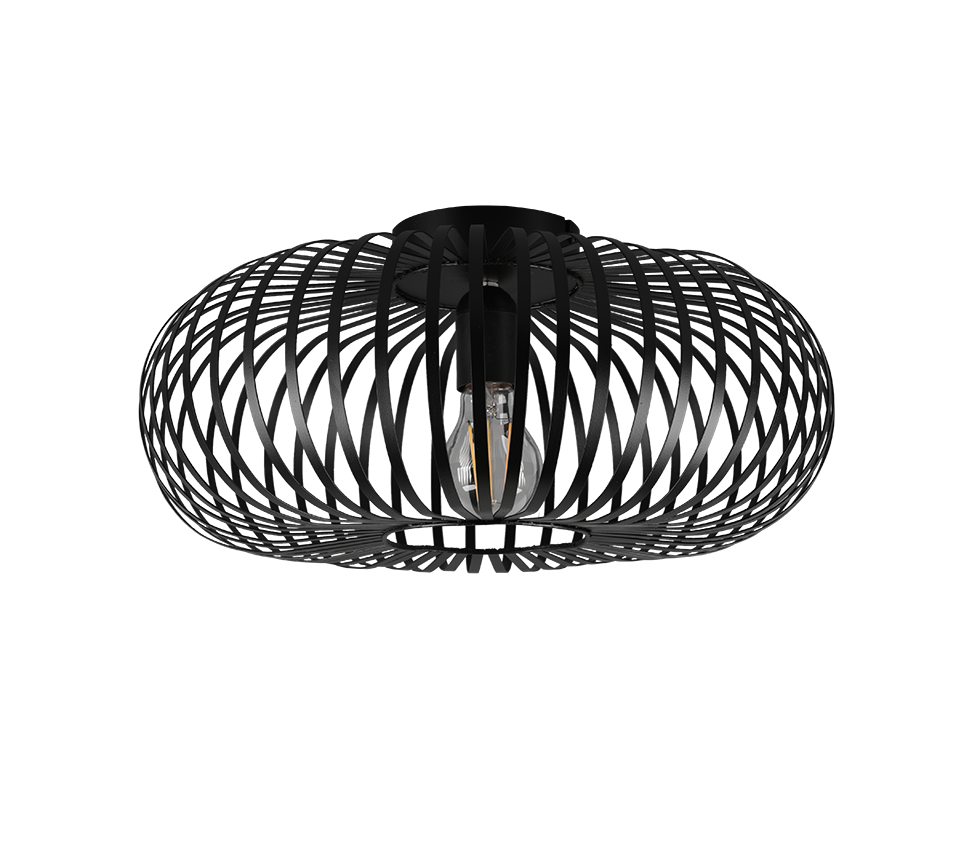 Plafoniera ellisse, metallo, nero, D 40 cm, Johann