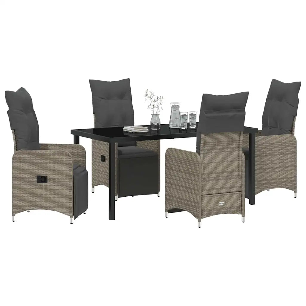 Set da Pranzo per Giardino con cuscino 5 pcs Grigio polyrattan 3379677