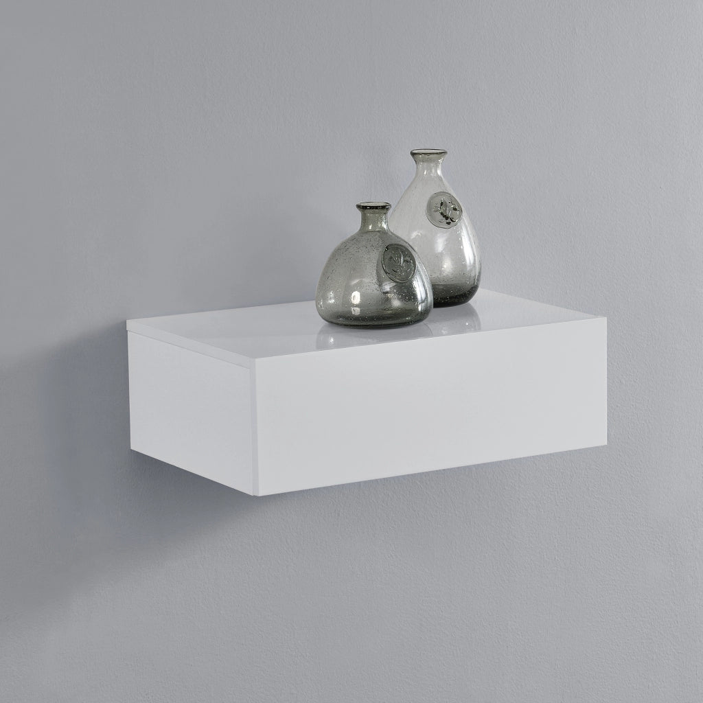 Set di 2 Comodini da Parete con Cassetto 46x30x15 cm Bianco Lucido / Nero Lucido [en.casa]