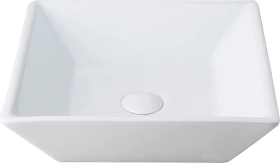 Wastafello in Ceramica Quadrata 15,75" Bianco per Bagno