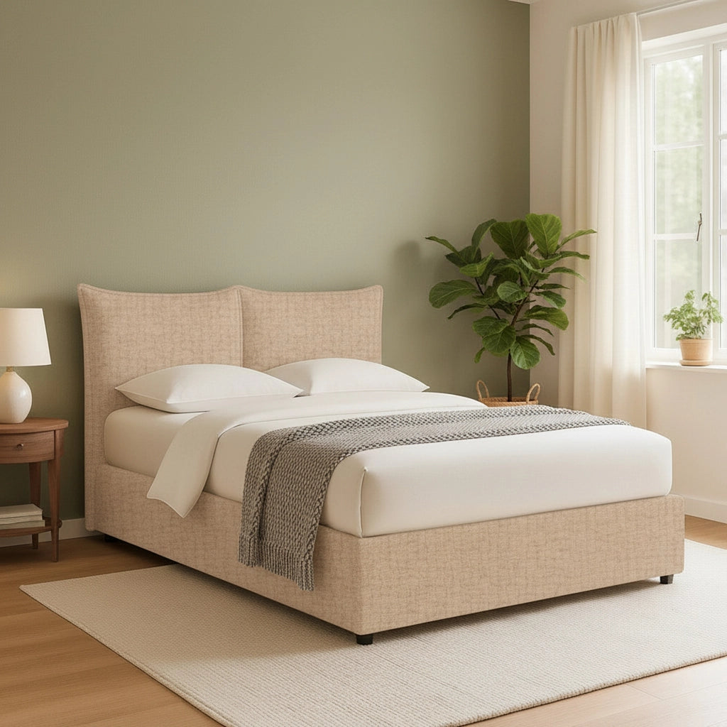 Wetherby, Letto Matrimoniale Sfoderabile Made in Italy, Beige