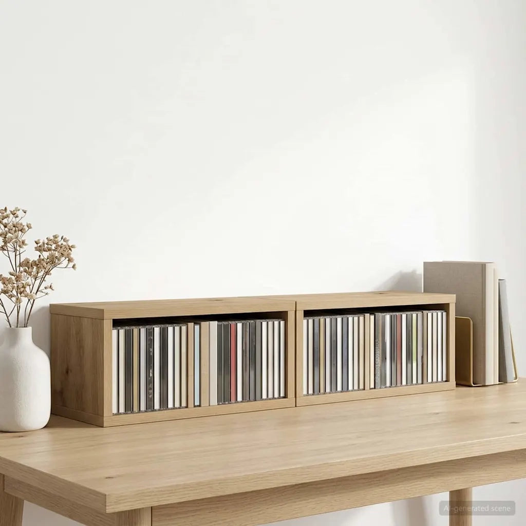 Rack per Stoccaggio CD 2 pz Rovere Artigianale 40 x 17 x 17 cm 8012728