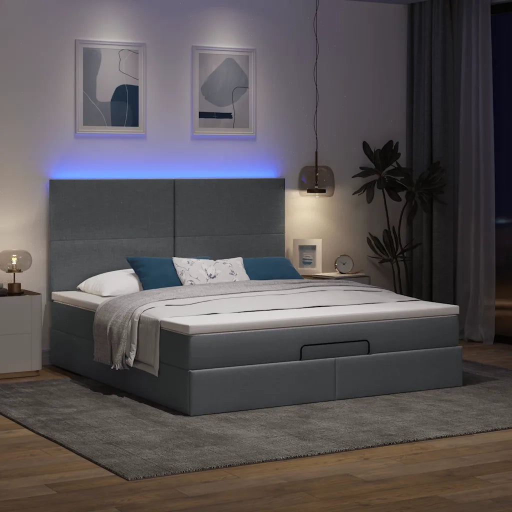 Struttura Letto Pouf con Materasso 160x200 cm in Tessuto 3313935