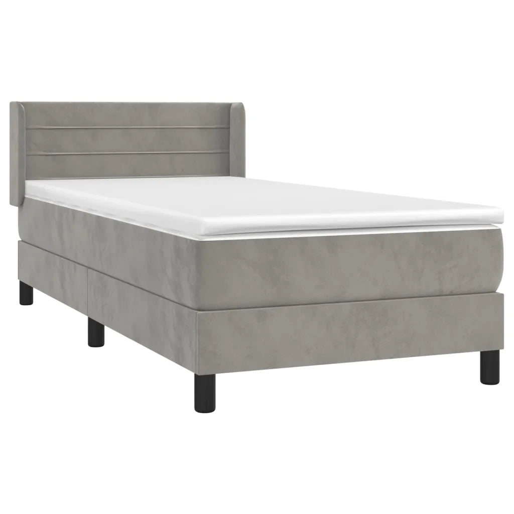Giroletto a Molle con Materasso Grigio Chiaro 80x200 cm Velluto