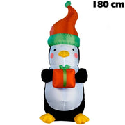 Trade Shop - Pinguino Gonfiabile Natalizio Con Illuminazione A Led Altezza 180 Cm Decorazioni -