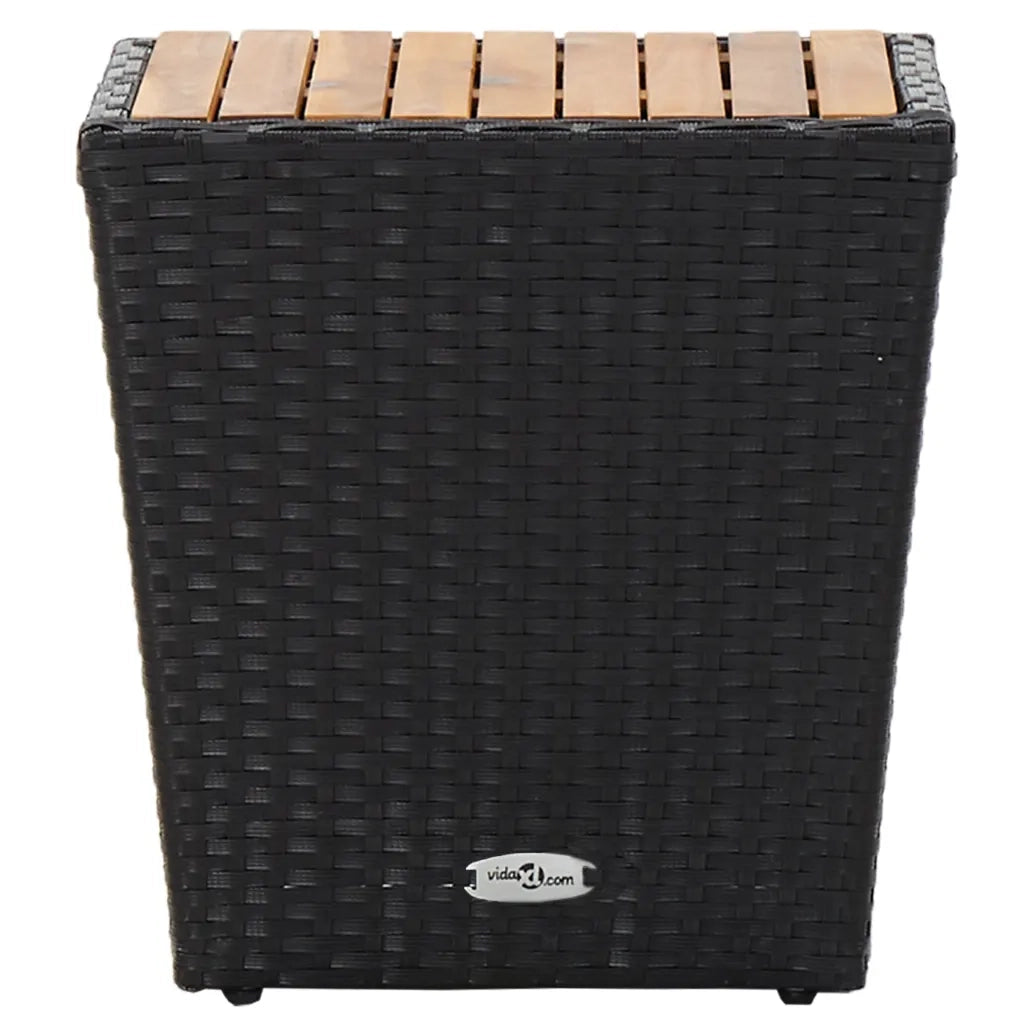 Tavolino Nero 41,5x41,5x43 cm in Polyrattan e Legno di Acacia 46197