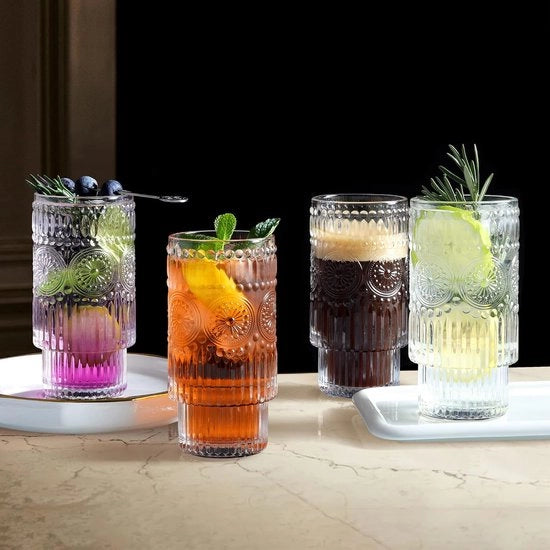Set di bicchieri da 340 ml - Lotto da 4 - Bicchieri highball alti - Per acqua, succo, birra e cocktail