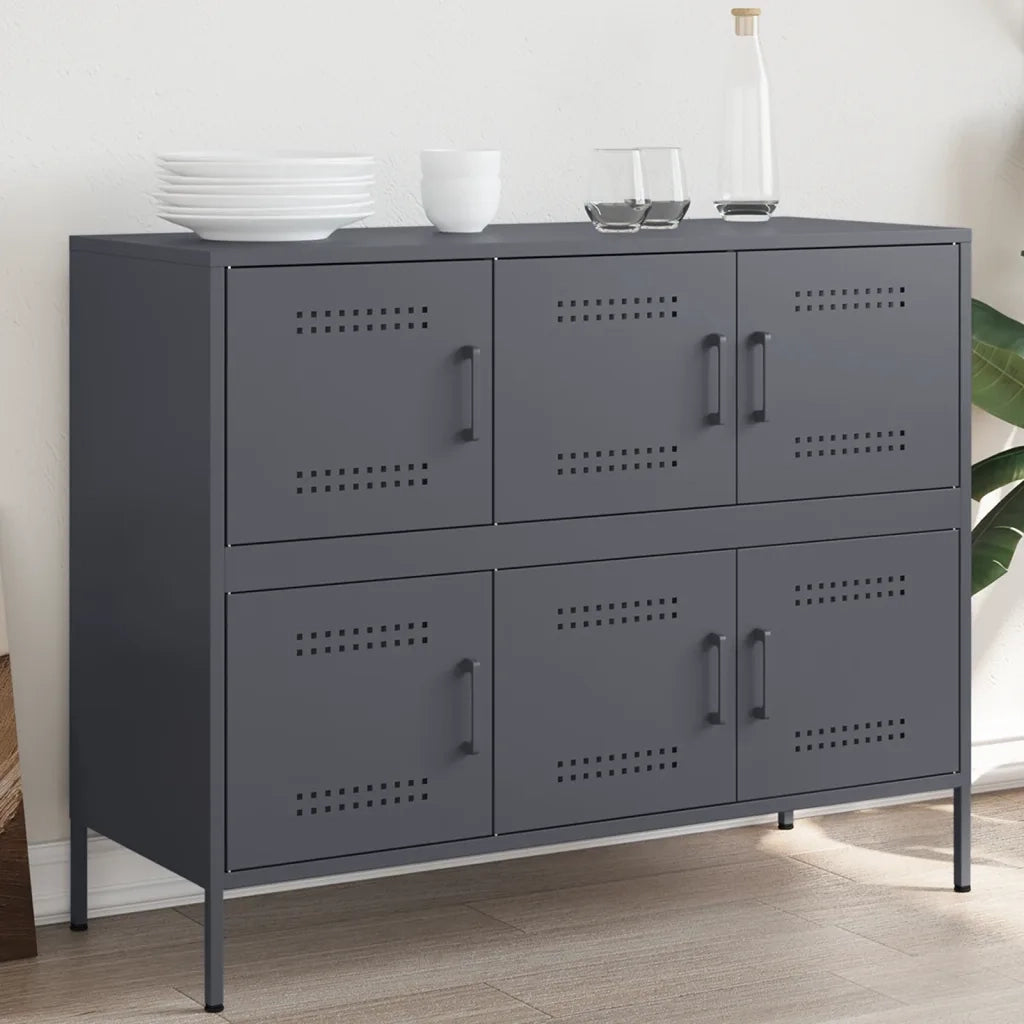 Credenza | Madia | Buffet da pranzo | Armadio da pranzo Antracite 100,5x39x79 cm in Acciaio