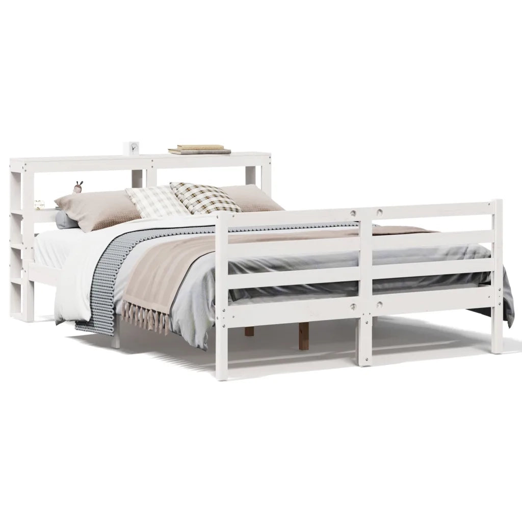 Letto senza Materasso Bianco 140x190 cm Legno Massello di Pino