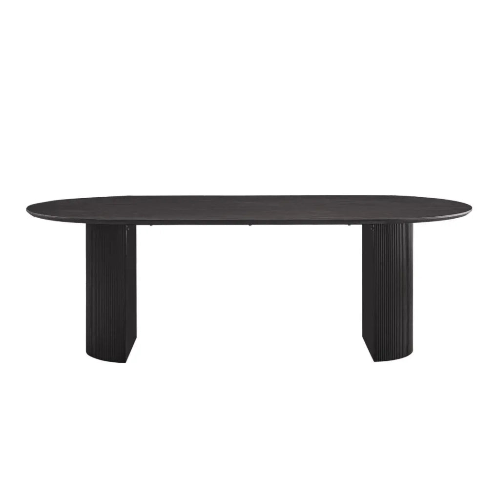 Tavolo da pranzo ovale VAGOS effetto legno marrone scuro lunghezza 220cm, ideale per una sala da pranzo accogliente