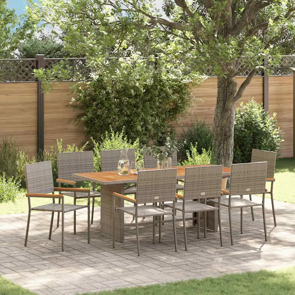 Set da Pranzo per Giardino 9 pcs Grigio polyrattan 3365433