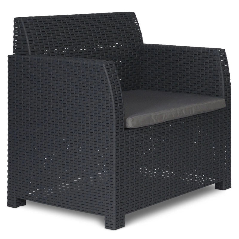 Set Rattan Artemide antracite Divano Tavolo e Poltrone – Arredo Giardino