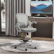 Sedia da ufficio ergonomica grigio chiaro con poggiapiedi
