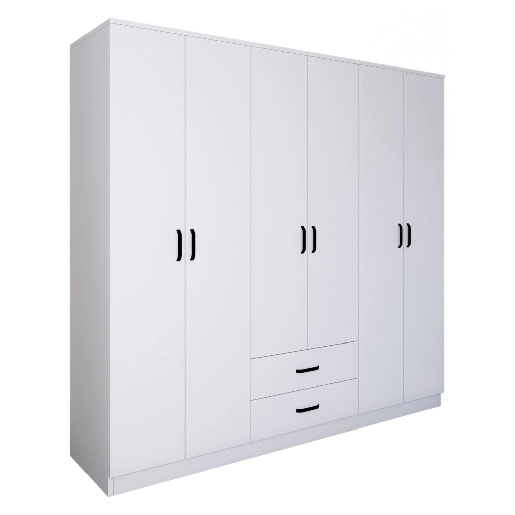 Armadio Camera da Letto Copiano, Guardaroba Grande 6 Ripiani, 180x190h cm Bianco