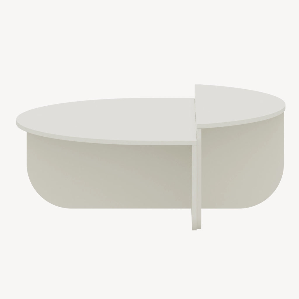 Tavolino Basso da Salotto Tondesdaslo con 2 Piani Semicircolari di Diverse Misure - Bianco [en.casa]