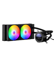 Dissipatore a Liquido CPU con Display LCD e Luce ARGB 2 Ventole PWM 120mm per Intel AMD Alluminio e ABS Nero YC-01-SS-001