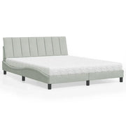 Letto con Materasso Hanko Grigio Chiaro 160x200 cm in Velluto 3208604