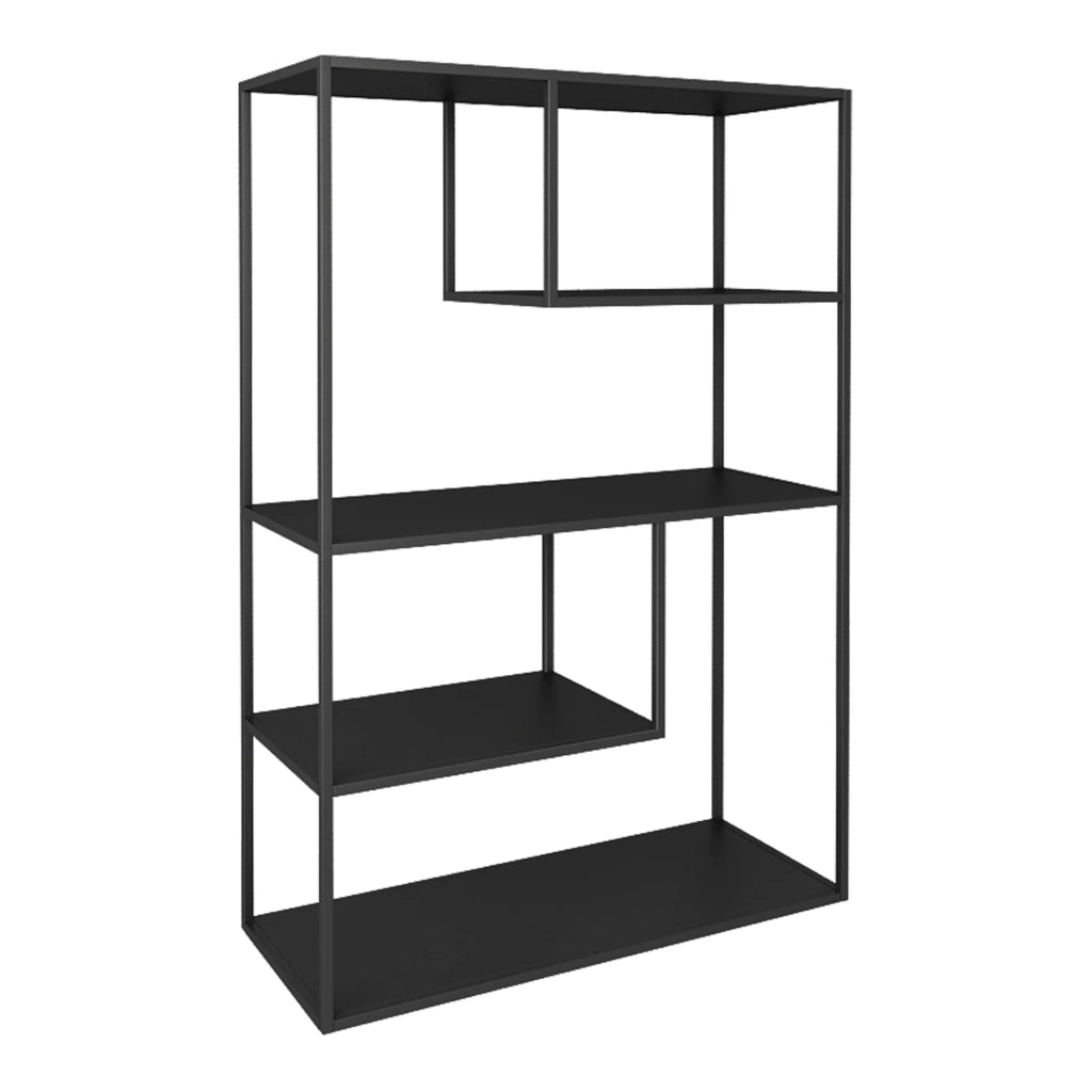 Libreria di design per soggiorno mensola in stile originale 4 ripiani acciaio nero 03_0006487