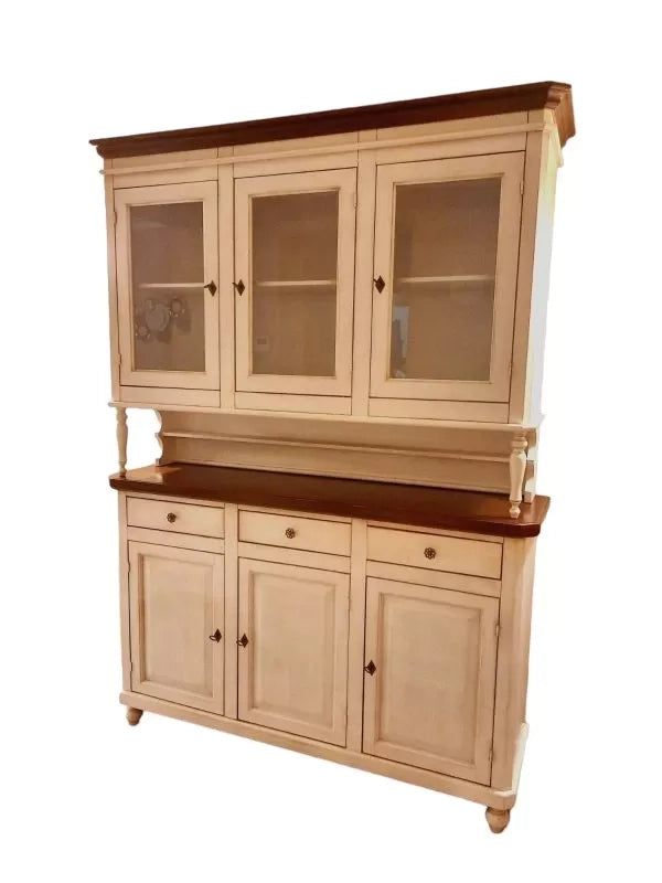 Cristalliera arte povera 3 porte legno bicolore 150x43x208 - Mobili 2G