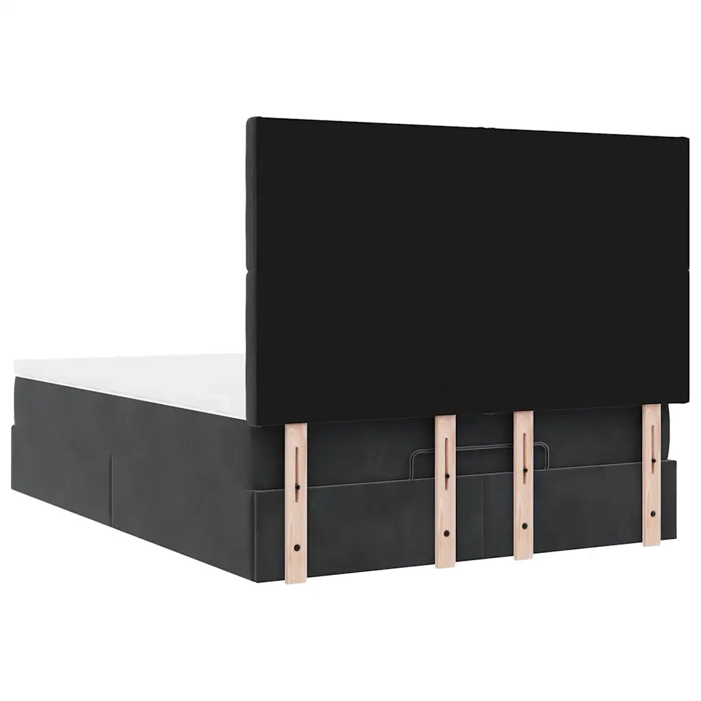 Struttura Letto Pouf con Materassi Nero 140x200 cm in Velluto