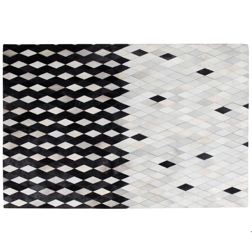 Tappeto Bianco e Nero in Pelle 160 x 230 cm Moderno Patchwork Fatto a Mano