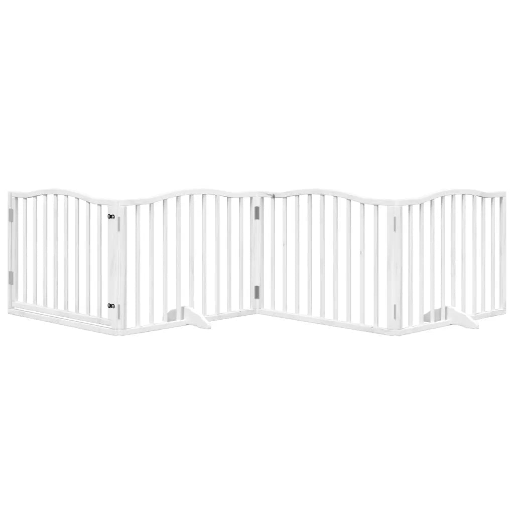 vidaXL Cancello Cani Porta Pieghevole Bianco 4 Pannelli 320 cm Pioppo