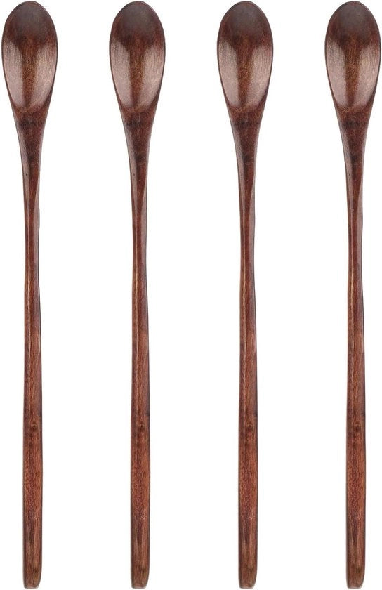 Set di 4 cucchiai in legno da cucina - 23 cm - cucchiaio per il caffè - ecolabile - resistente al calore - cucchiaio per ghiaccio - cucchiaio per espresso