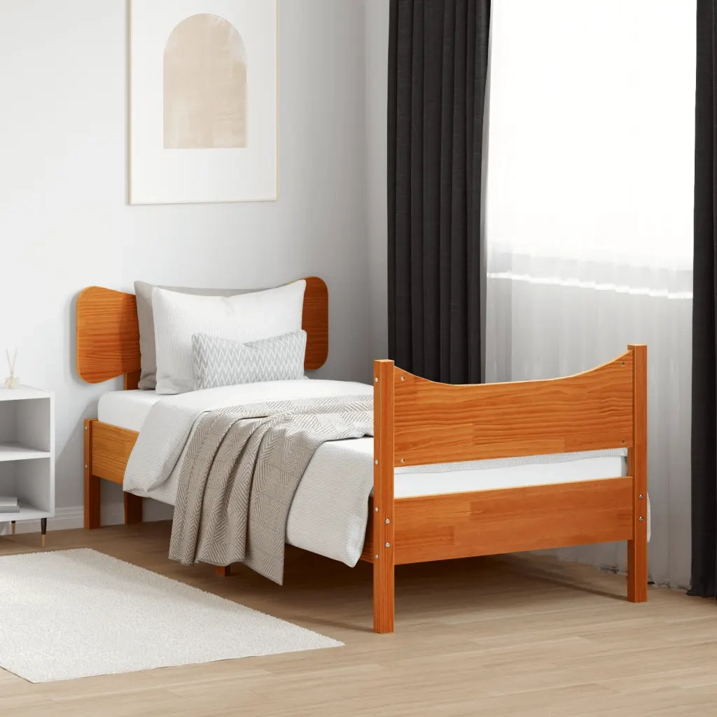 Letto senza Materasso Marrone Cera 75x190 cm in Legno di Pino 3216407