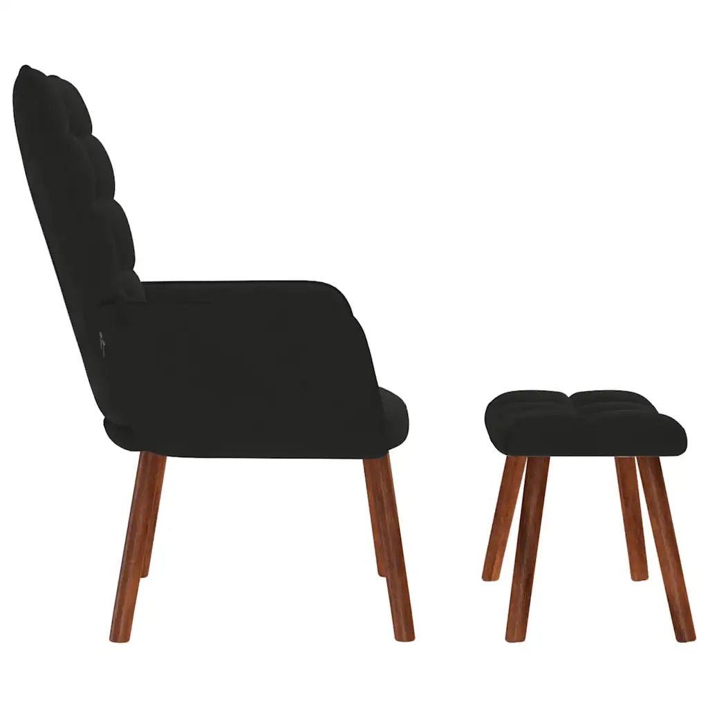 Divano Sedia-Poltrona Relax con Sgabello in Velluto Nero 112187