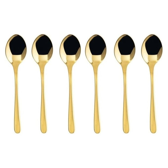 Sambonet S0097-S00017-S1824 Taste Cucchiaini da Caffe' Espresso 6 Pezzi Acciaio Inox 18-10 Finitura PVD Oro Lucido colore Oro